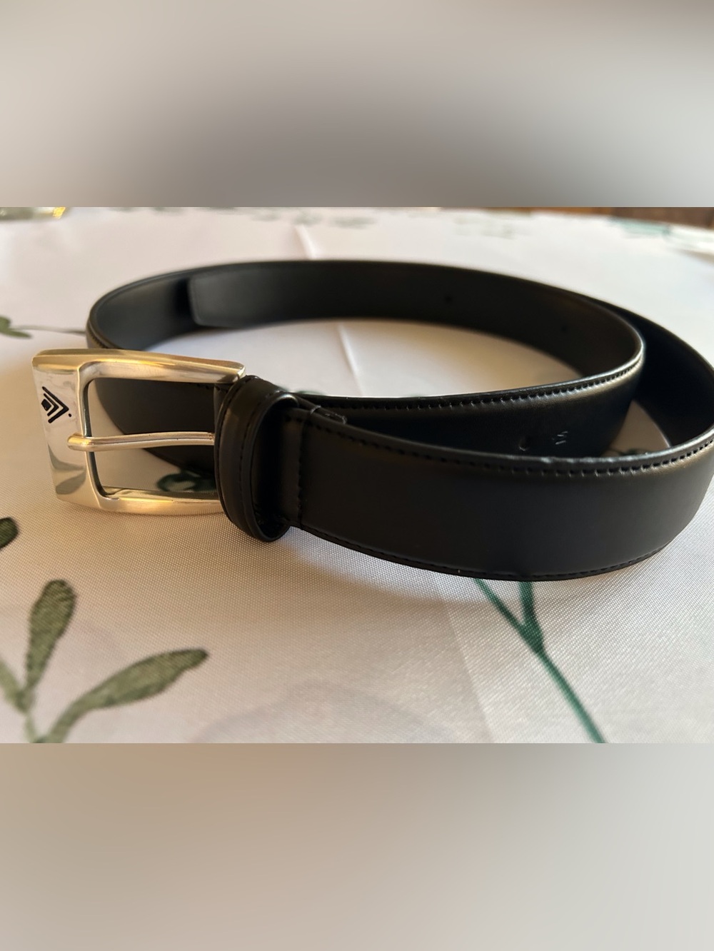 Silpada Classic Black Leather Belt with Polished Silver Buckle - XXL